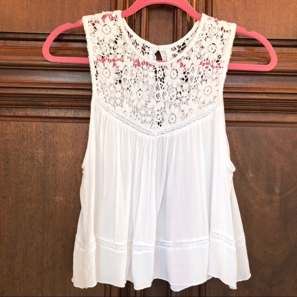 Abercrombie & Fitch Open Back White Lace Top